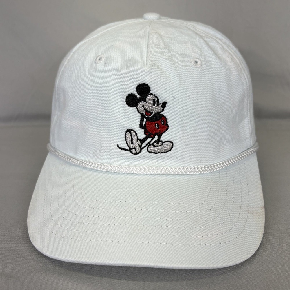 Disney Mickey Mouse Hat Vintage Style Unisex OSFM White Rope Cap